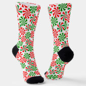 Chaussette Rouge blanc et vert Peppermenthe Candy Swirl (Angulaire)