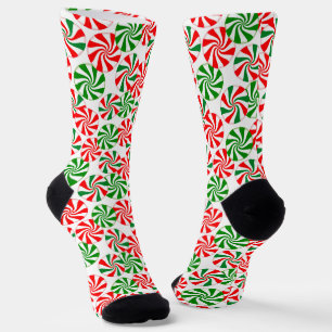 Chaussette Rouge blanc et vert Peppermenthe Candy Swirl