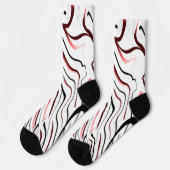 Chaussette Rouge blanc noir Abstrait rayure design (Gauche)