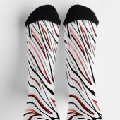 Chaussette Rouge blanc noir Abstrait rayure design (Haut)