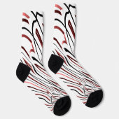 Chaussette Rouge blanc noir Abstrait rayure design (Droite)