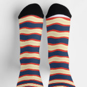 Chaussette Rouge Bleu foncé Crème Ondulé (Haut)