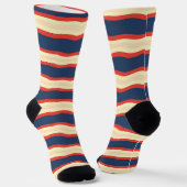 Chaussette Rouge Bleu foncé Crème Ondulé (Angulaire)