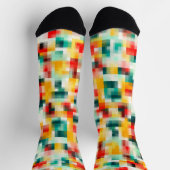 Chaussette Rouge bleu vert jaune blanc Motif Abstrait (Haut)