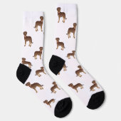 Chaussette Rouge Et Tan Rottweiler Motif De Dessin Cartograph (Droite)