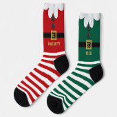 Chaussette Rouge et Vert Elf Naughty et Nice Chaussettes de N (Gauche)