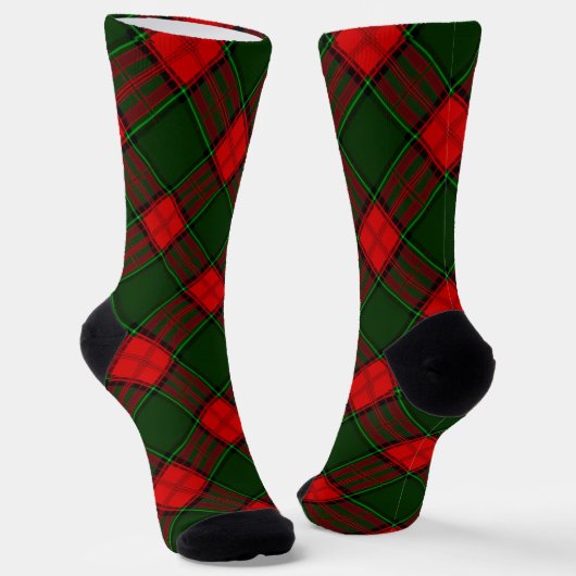 Chaussette Rouge Et Vert Plaid (Angulaire)
