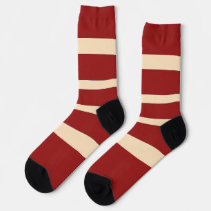 Chaussette Rouge foncé + rayures crème