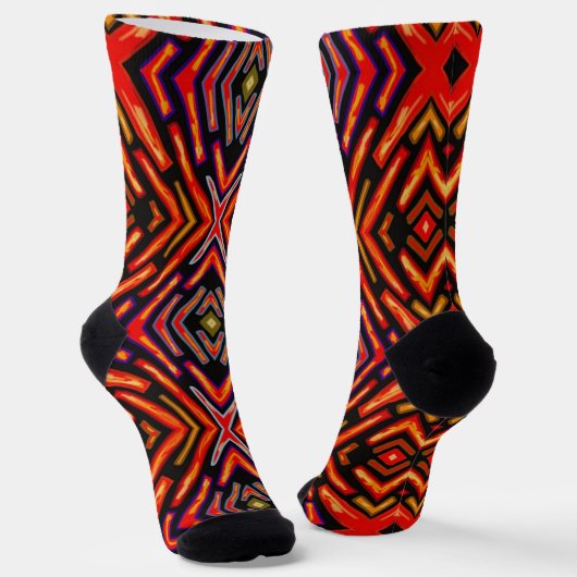 Chaussette Rouge Incandescent Orange Noir  (Angulaire)