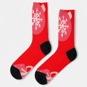 Chaussette Rouge Joyeux Noël Ornements Snowflakes Gants (Gauche)