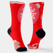 Chaussette Rouge Joyeux Noël Ornements Snowflakes Gants (Angulaire)