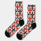 Chaussette Rouge noir baroque Fleur de lis Motif Design (Gauche)