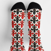 Chaussette Rouge noir baroque Fleur de lis Motif Design (Haut)
