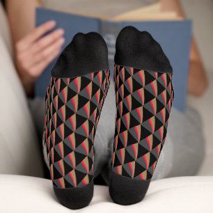 Chaussette Rouge Noir Blanc Brun Motif