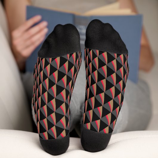 Chaussette Rouge Noir Blanc Brun Motif (Fond)