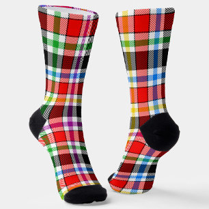 Chaussette Rouge Noir Multicolore Flannel Plaid Tartan Design