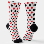Chaussette Rouge noir Pois Textile Motif Design (Angulaire)