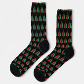 Chaussette Rouge noir vert sapin de Noël Motif Kwanzaa (Gauche)