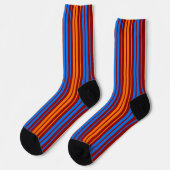 Chaussette Rouge Orange Bleu Design à Rayures Verticales (Gauche)