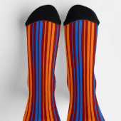 Chaussette Rouge Orange Bleu Design à Rayures Verticales (Haut)