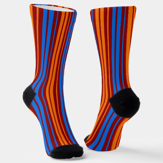 Chaussette Rouge Orange Bleu Design à Rayures Verticales (Angulaire)