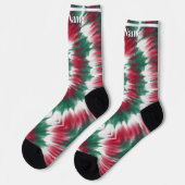 Chaussette Rouge & vert | Nom personnalisé (Gauche)