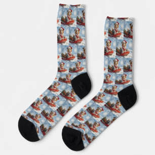 Chaussette Rough Collie Chien en Luge Laissez Tomber la Neige