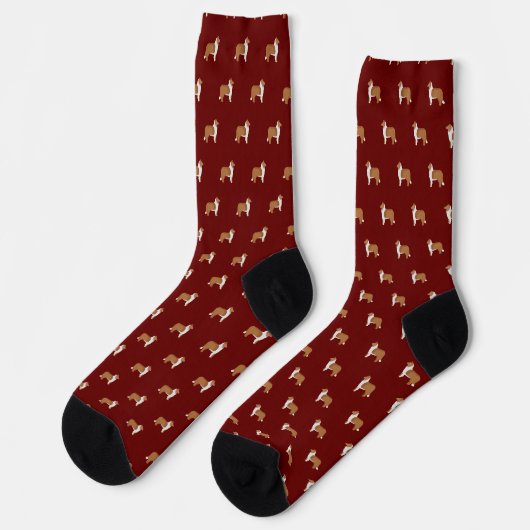Chaussette Rough Collie Chien reproduit Motif (Gauche)