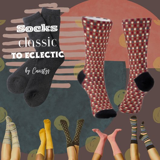 Chaussette Rouille avec Turquoise, Crème, Pots Brown Chausset