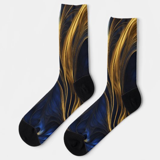 Chaussette Royal Blue Gold Abstrait Swirl (Gauche)
