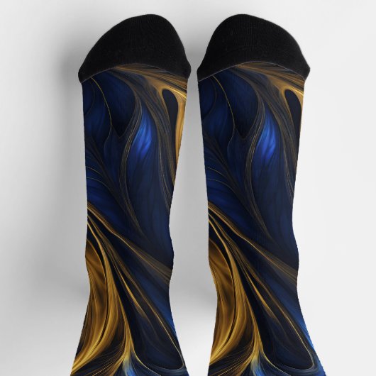 Chaussette Royal Blue Gold Abstrait Swirl (Haut)