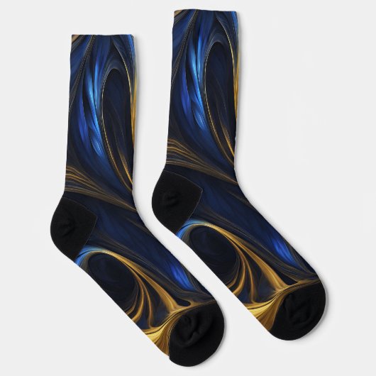 Chaussette Royal Blue Gold Abstrait Swirl (Droite)