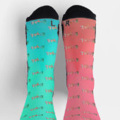 Chaussette RoyaLi, lettres florales | Rose & Turquoise (Haut)