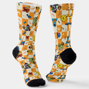 Chaussette Rue Sésame Motif à carreaux d'Halloween