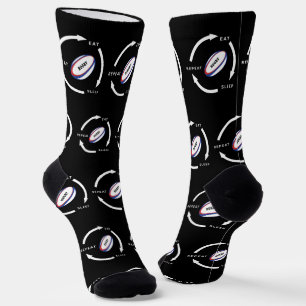 Chaussette Rugby Manger Dormir Répéter Citation de fan de spo