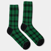 Chaussette Russe plaid noir vert tartan pays motif (Droite)