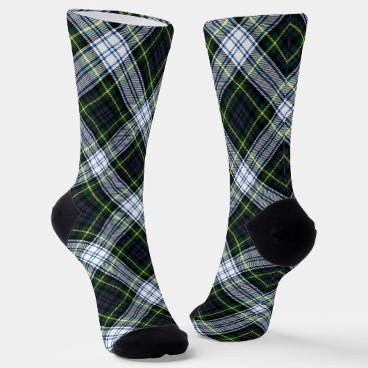 Chaussette Rustic Plaid Gordon Tartan Green White Pattern (Angulaire)