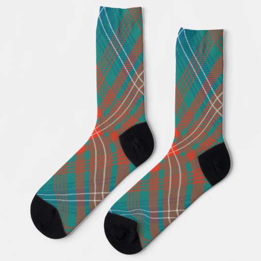 Chaussette Rustic Plaid Orange Turquoise Wilson Tartan (Gauche)