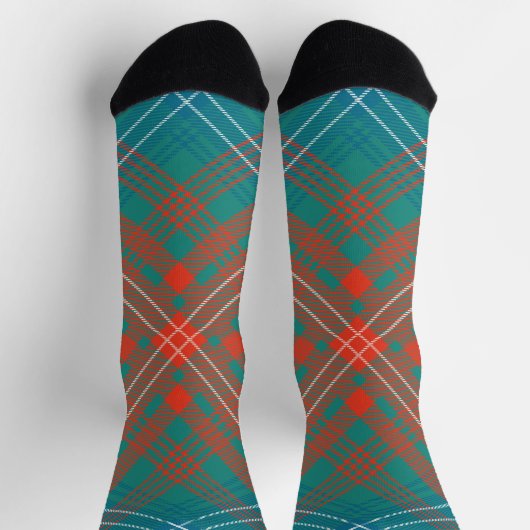 Chaussette Rustic Plaid Orange Turquoise Wilson Tartan (Haut)