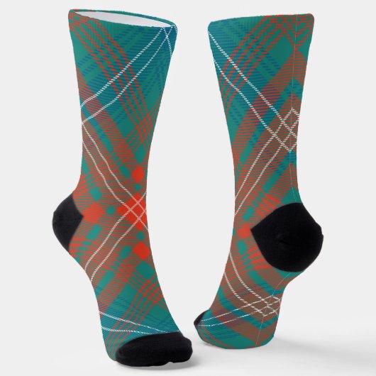 Chaussette Rustic Plaid Orange Turquoise Wilson Tartan (Angulaire)