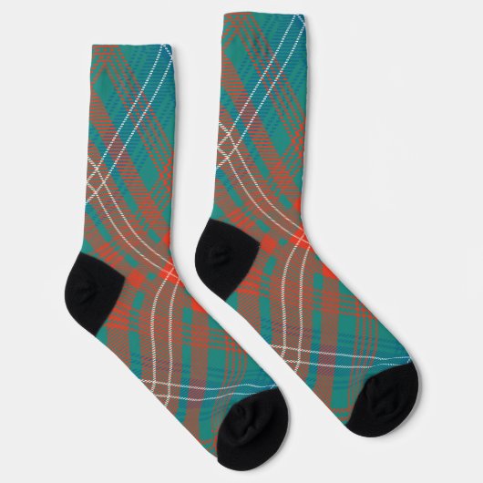 Chaussette Rustic Plaid Orange Turquoise Wilson Tartan (Droite)
