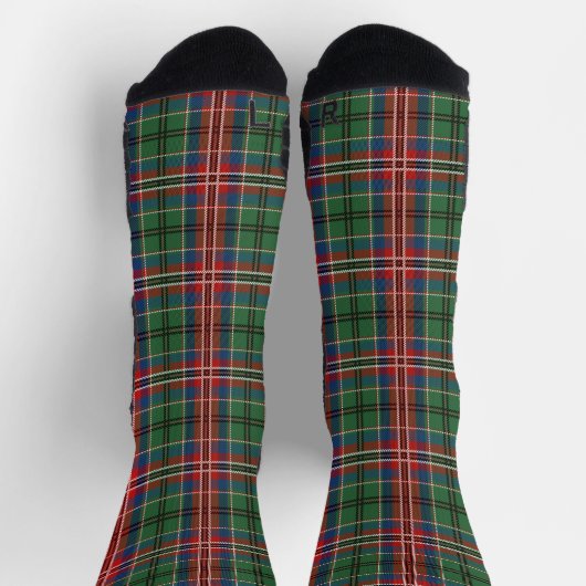 Chaussette Rustique Plaid vert et rouge À damiers Tartan (Haut)