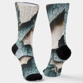 Chaussette Rustique vieux bleu vert peinture bois Nom personn (Angulaire)