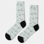 Chaussette Sage Gray Green Cat Line Art Pattern Socks (Gauche)