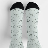 Chaussette Sage Gray Green Cat Line Art Pattern Socks (Haut)