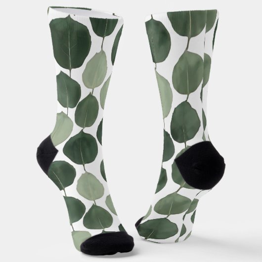Chaussette Sage Green Eucalyptus Leaf Pattern Botanical Plant (Angulaire)