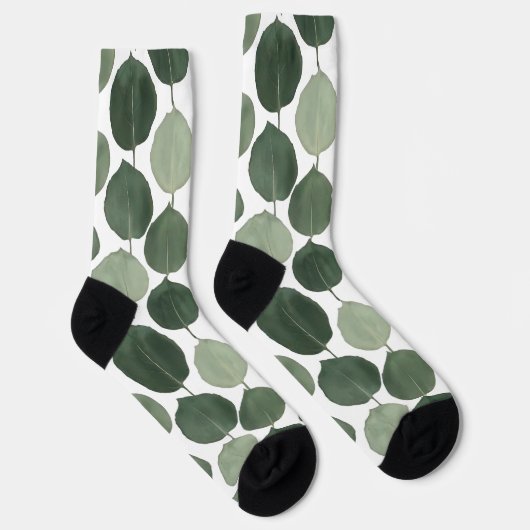 Chaussette Sage Green Eucalyptus Leaf Pattern Botanical Plant (Droite)