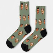 Chaussette Sage Green Funny Custom 2 Face Photo Maman (Gauche)