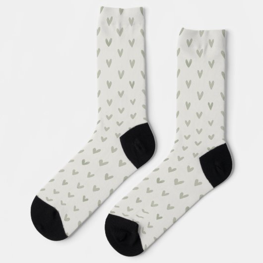 Chaussette Sage Green Heart Pattern Socks (Gauche)