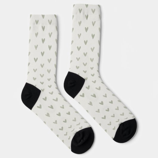 Chaussette Sage Green Heart Pattern Socks (Droite)
